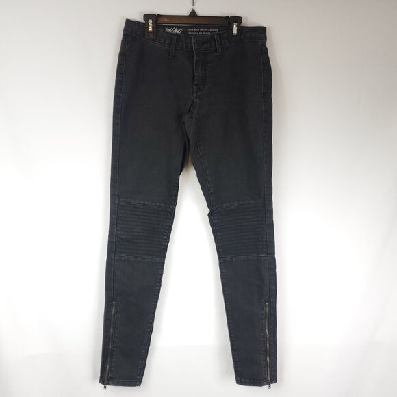 Mossimo Denim Mid-Rise Denim Leggings Womens Black Jeans Sz 2 - Picture 2 of 13